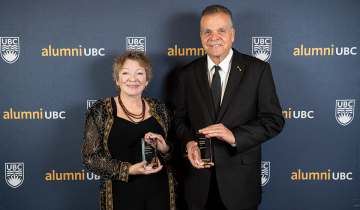 Dr. Jan Christilaw (left) and Dr. Paul Sanberg (right) are 2024 recipients of the alumni UBC Achievement Awards. Photo by Edward Chang